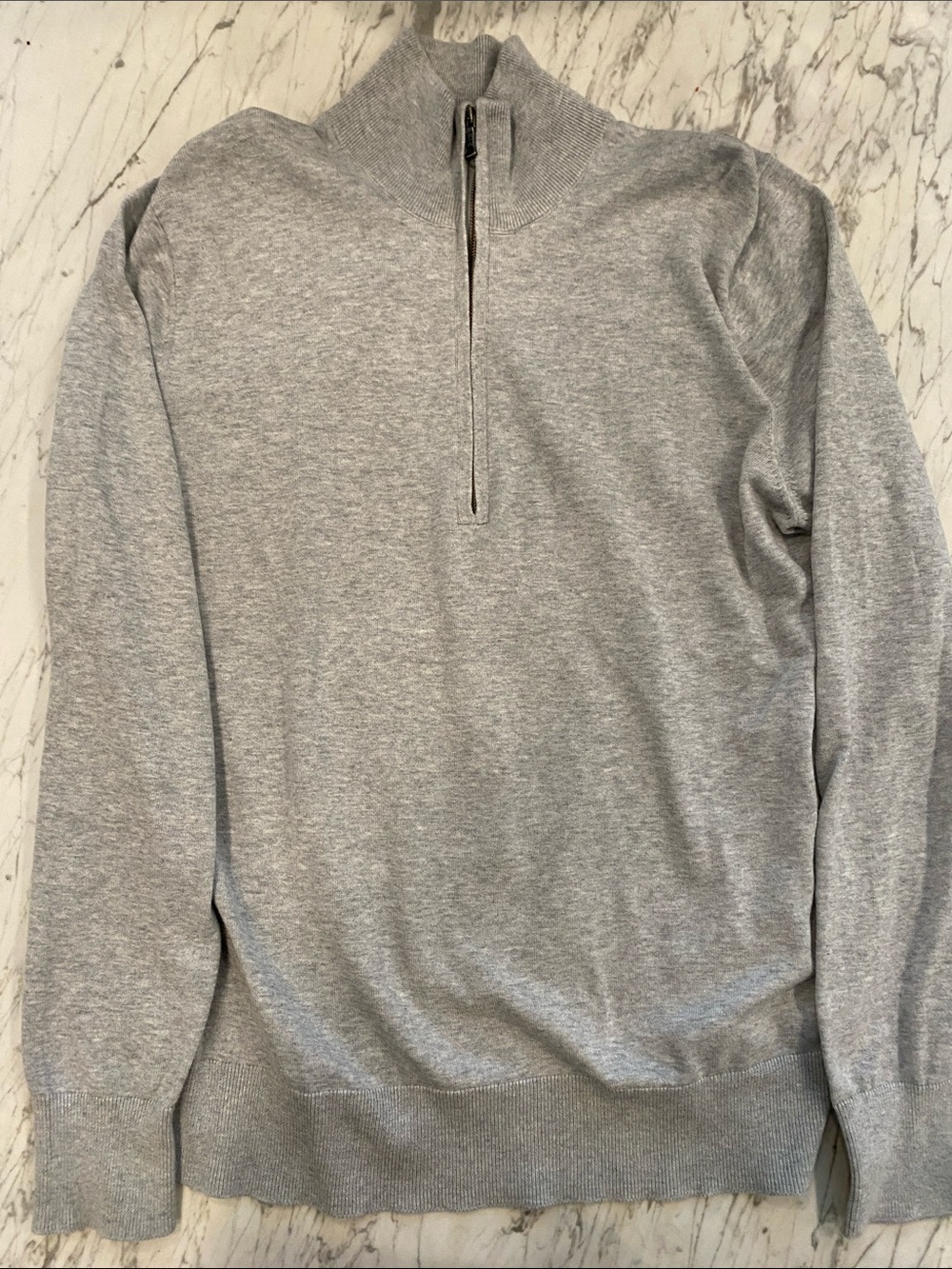 Brooks Brothers Light Gray Zip Mock-Neck Sweater